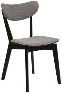 Krzesło do jadalni tapicerowane szare nogi czarne drewniane – obraz-1