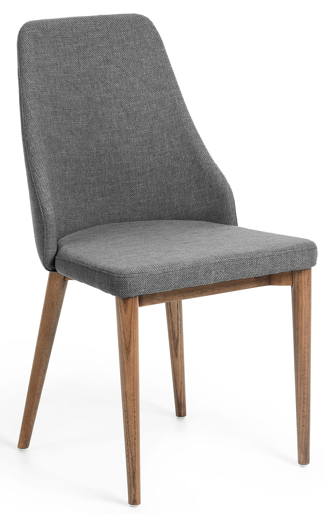 Krzesło tapicerowane szare nogi drewno jesionowe 48x56 cm – obraz-1