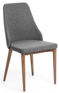 Krzesło tapicerowane szare nogi drewno jesionowe 48x56 cm – obraz-1