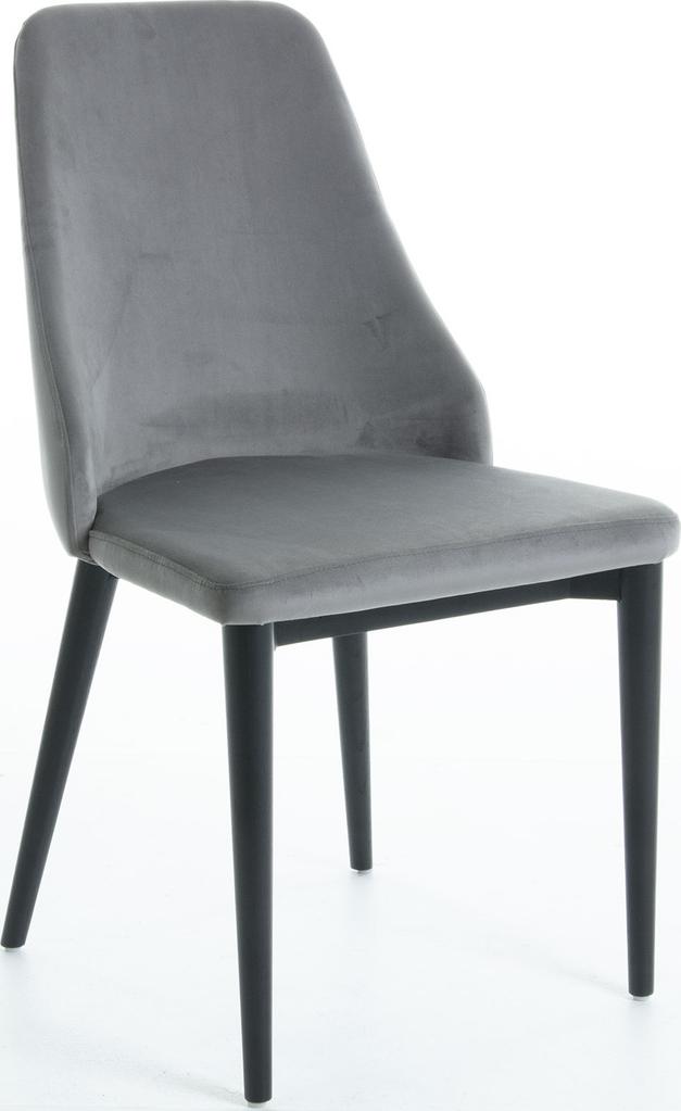 Krzesło tapicerowane szare nogi drewno jesionowe czarne 48x56 cm – obraz-1