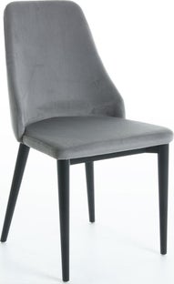 Krzesło tapicerowane szare nogi drewno jesionowe czarne 48x56 cm – obraz-1