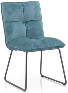 Krzesło tapicerowane niebieskie nogi czarne metalowe 49x60 cm – obraz-1