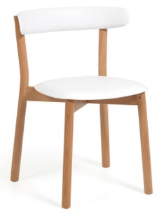 Krzesło drewno bukowe siedzisko z tworzywa sztucznego białe 52x45 cm – obraz-1