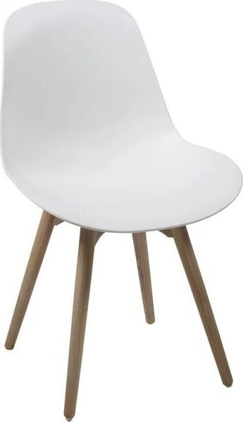 Krzesło z tworzywa sztucznego białe nogi drewno buk 51x83 cm – obraz-1