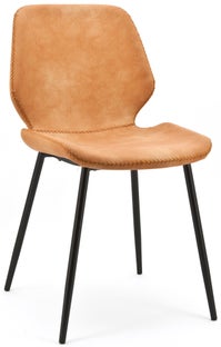 Krzesło tapicerowane brązowe nogi czarne metalowe 46x58 cm – obraz-1