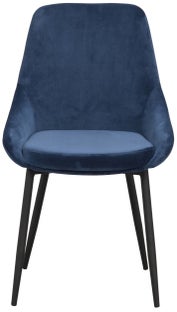 Krzesło welurowe tapicerowane niebieskie nogi czarne metalowe 49x55 cm – obraz-1