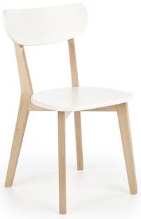 Krzesło skandynawskie białe siedzisko i oparcie MDF 45x81 cm nogi drewno bukowe – obraz-1