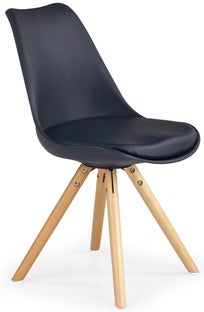 Krzesło skandynawskie czarne siedzisko ekoskóra nogi drewniane 48x81 cm – obraz-1