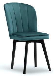 Krzesło welurowe tapicerowane niebieskie nogi drewno bukowe czarne 50x65 cm – obraz-1