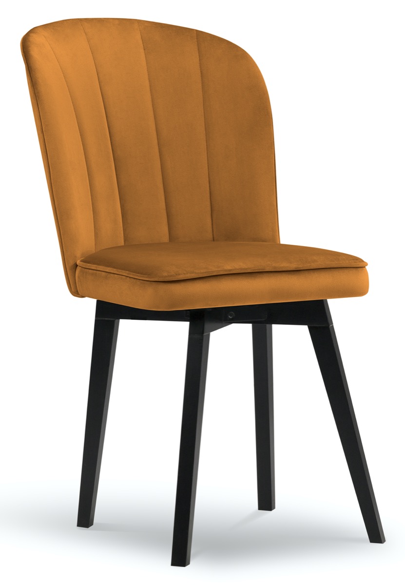 Krzesło welurowe tapicerowane pomarańczowe nogi drewno bukowe czarne 50x65 cm – obraz-1