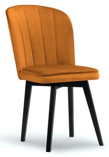 Krzesło welurowe tapicerowane pomarańczowe nogi drewno bukowe czarne 50x65 cm – obraz-1