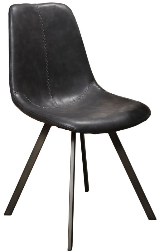 Krzesło eko skóra czarne nogi metalowe grafitowe 46x58 cm – grafika-1.