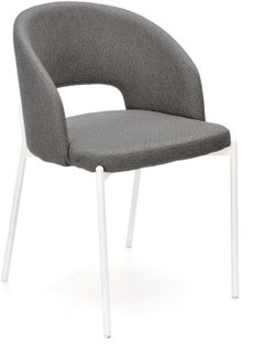 Krzesło szare z białymi metalowymi nogami 57x77 cm – obraz-1