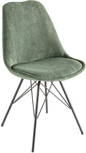 Krzesło sztruksowe w zielonym kolorze z czarnymi metalowymi nogami do nowoczesnych wnętrz – grafika-1.
