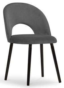 Krzesło welurowe tapicerowane szare nogi drewno bukowe czarne 51x60 cm – obraz-1