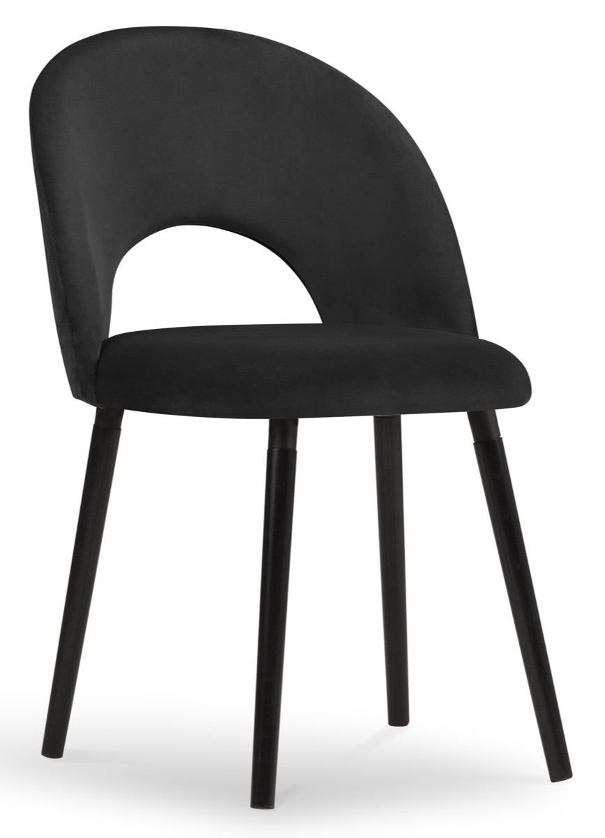 Krzesło welurowe tapicerowane czarne nogi drewno bukowe czarne 51x60 cm – obraz-1