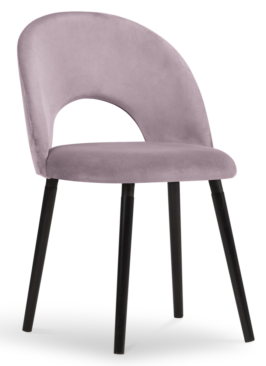 Krzesło welurowe tapicerowane fioletowe nogi drewno bukowe czarne 51x60 cm – obraz-1