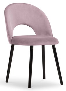 Krzesło welurowe tapicerowane fioletowe nogi drewno bukowe czarne 51x60 cm – obraz-1