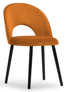 Krzesło welurowe tapicerowane pomarańczowe nogi drewno bukowe czarne 51x60 cm – obraz-1