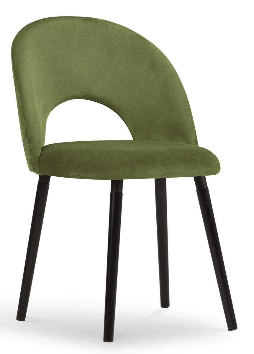 Krzesło welurowe tapicerowane zielone nogi drewno bukowe czarne 51x60 cm – obraz-1