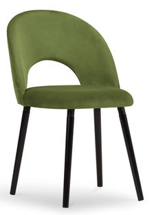 Krzesło welurowe tapicerowane zielone nogi drewno bukowe czarne 51x60 cm – obraz-1