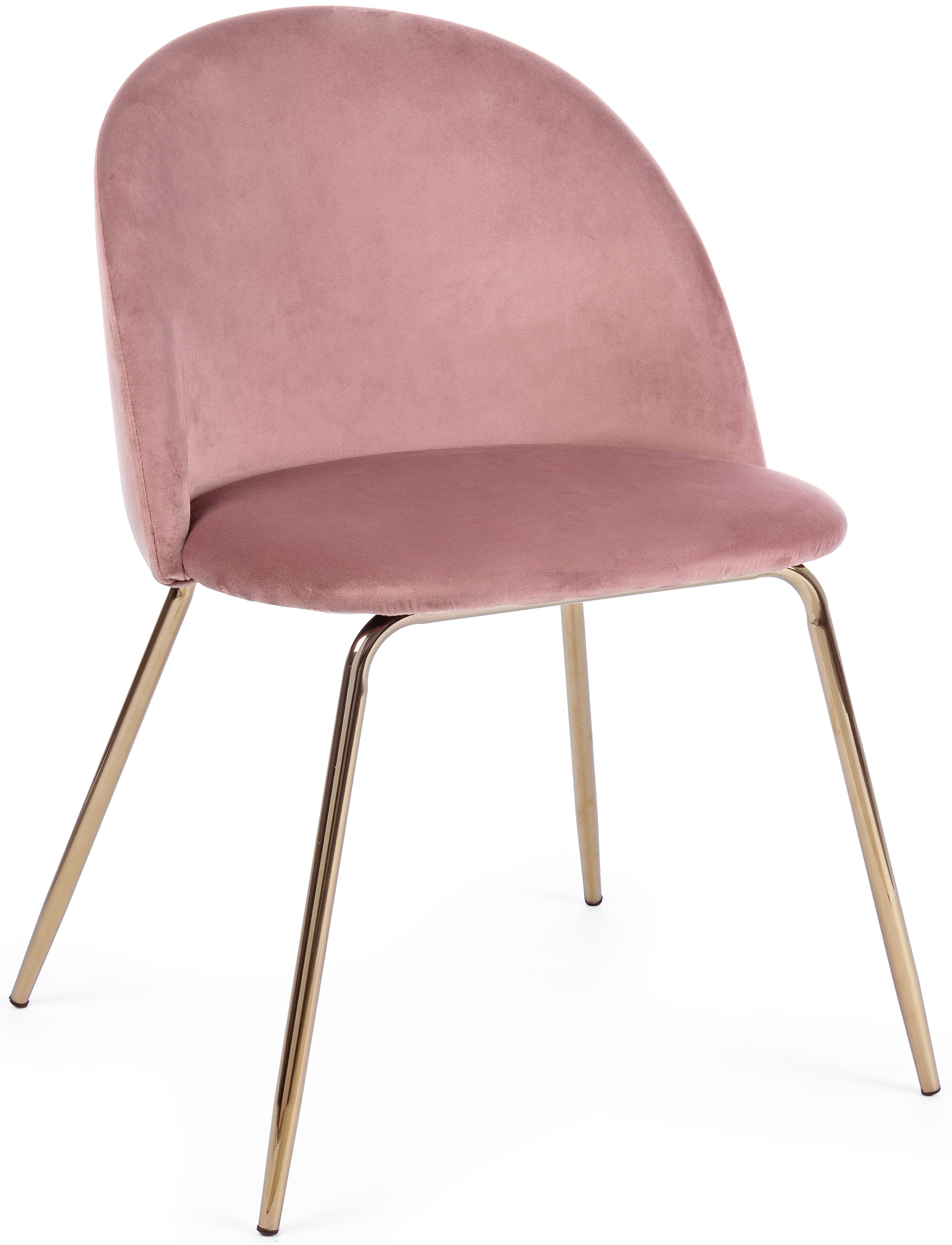 Krzesło tapicerowane różowe nogi złote metalowe 49x55 cm – obraz-1