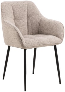 Krzesło tapicerowane beżowe - nogi metalowe czarne mat 59x85 cm – obraz-1