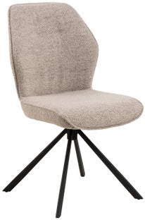 Krzesło tapicerowane do jadalni beżowe - nogi metalowe czarne matowe 51x89 cm – obraz-1