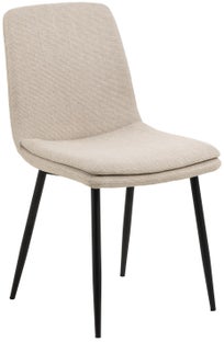 Krzesło tapicerowane do jadalni beżowe - nogi metalowe czarne 46x86 cm – obraz-1