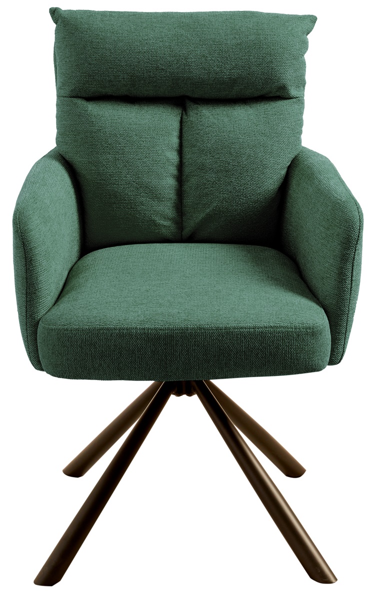 Krzesło tapicerowane do jadalni poliester tkanina strukturalna zielone - nogi metalowe czarne 60x92 cm – grafika-1.