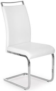 Krzesło tapicerowane do jadalni ekoskóra białe - podstawa stalowa chromowana 42x99 cm – obraz-1