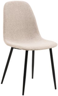 Krzesło tapicerowane do jadalni beżowe - nogi metalowe czarne 44x86 cm – obraz-1