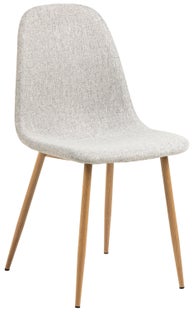 Krzesło tapicerowane do jadalni jasnoszare - nogi drewno dębowe naturalne 44x86 cm – obraz-1