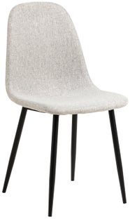 Krzesło tapicerowane do jadalni jasnoszare - nogi metalowe czarne matowe 44x86 cm – obraz-1