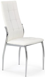 Krzesło tapicerowane do jadalni ekoskóra białe - nogi stalowe chromowane 42x100 cm – obraz-1