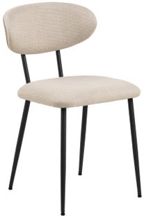 Krzesło tapicerowane do jadalni beżowe - nogi metalowe czarne 44x79 cm – obraz-1