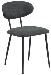 Krzesło tapicerowane do jadalni ciemnoszare - nogi metalowe czarne 44x79 cm – obraz-1