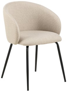 Krzesło tapicerowane do jadalni beżowe - nogi metalowe czarne matowe 56x81 cm – obraz-1