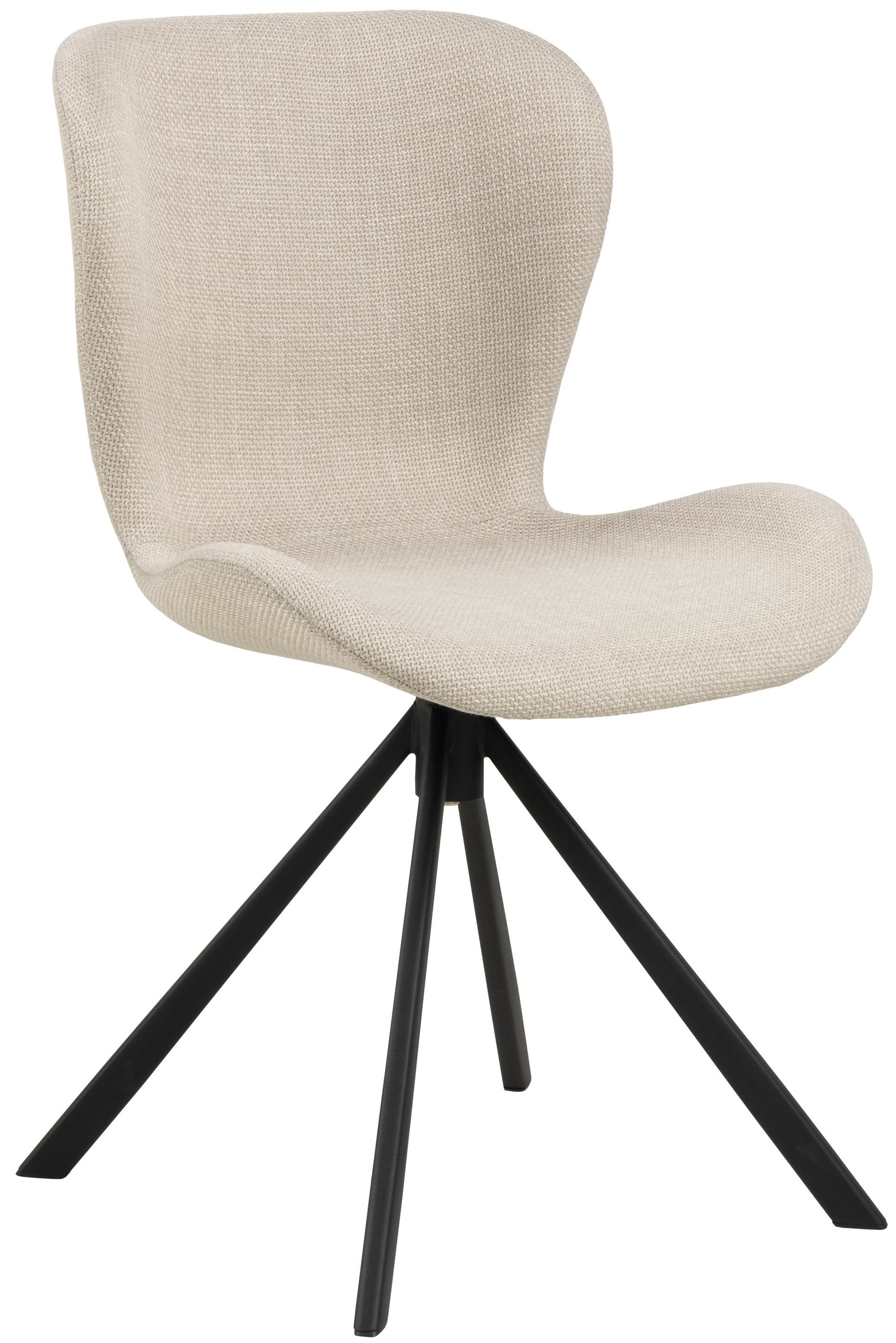 Krzesło tapicerowane do jadalni beżowe - nogi metalowe czarne 47x81 cm – obraz-1