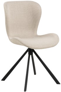 Krzesło tapicerowane do jadalni beżowe - nogi metalowe czarne 47x81 cm – obraz-1