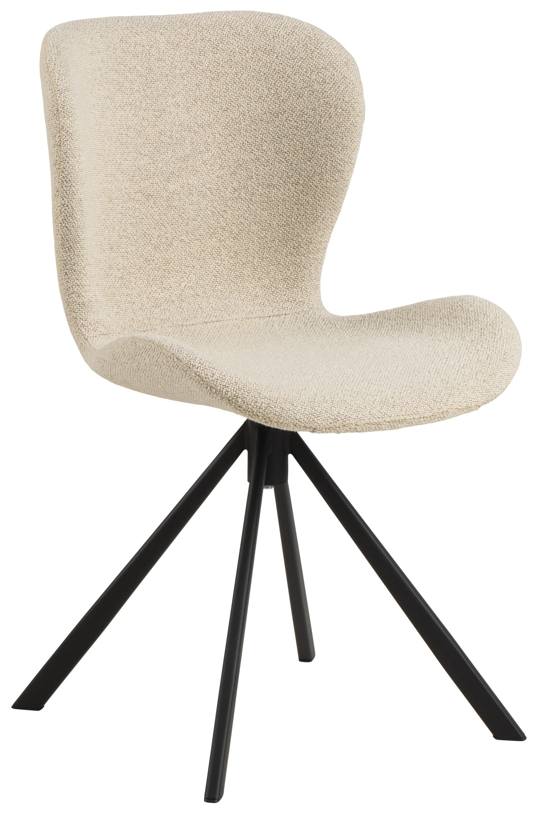 Krzesło tapicerowane do jadalni kremowe - nogi metalowe czarne 47x81 cm – obraz-1