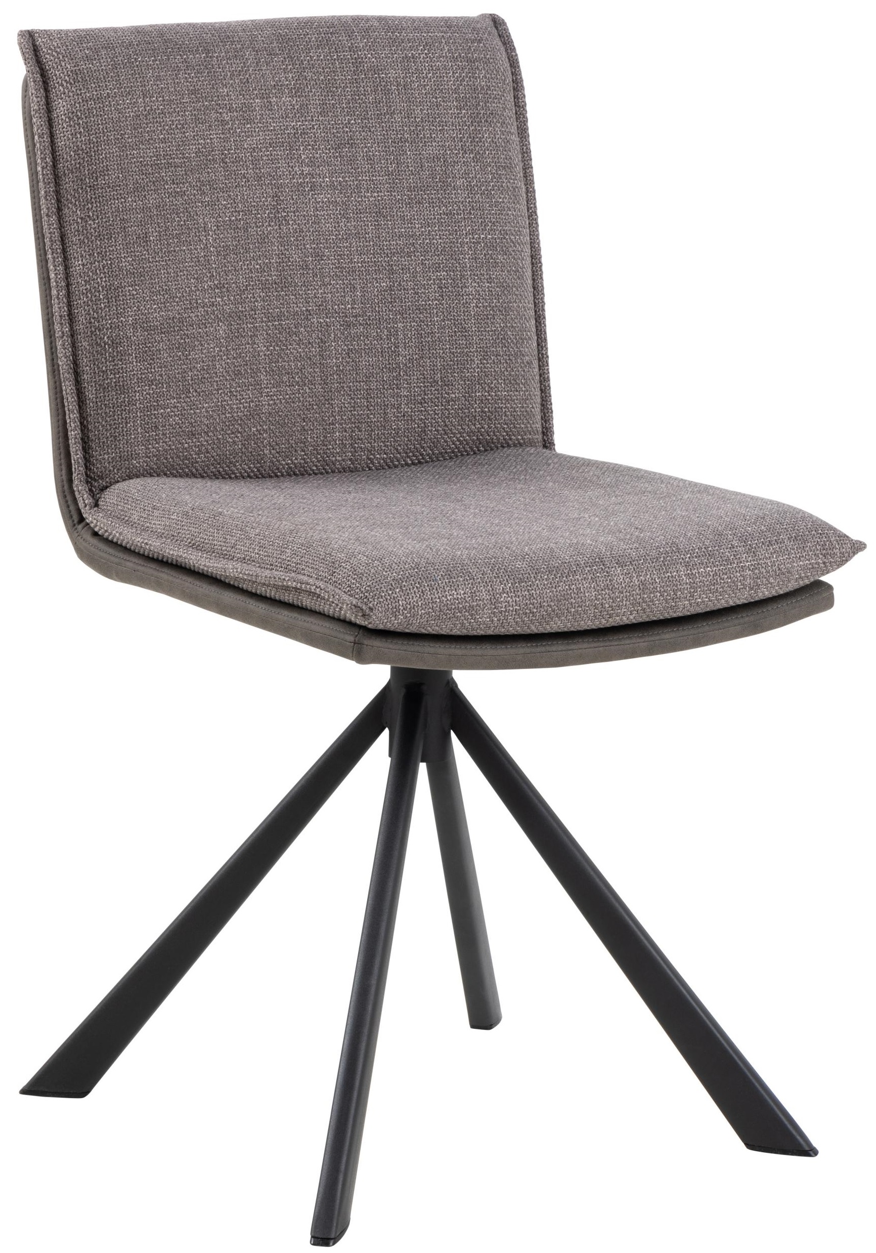 Krzesło tapicerowane do jadalni brązowo-szare nogi metalowe czarne matowe 47x85 cm – obraz-1