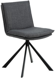 Krzesło tapicerowane do jadalni ciemnoszare - nogi metalowe czarne matowe 47x85 cm – obraz-1