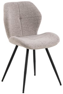 Krzesło tapicerowane do jadalni beżowe - nogi metalowe czarne matowe 48x83 cm – obraz-1