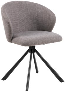 Krzesło tapicerowane do jadalni szarobrązowe - nogi metalowe czarne matowe 46x80 cm – obraz-1