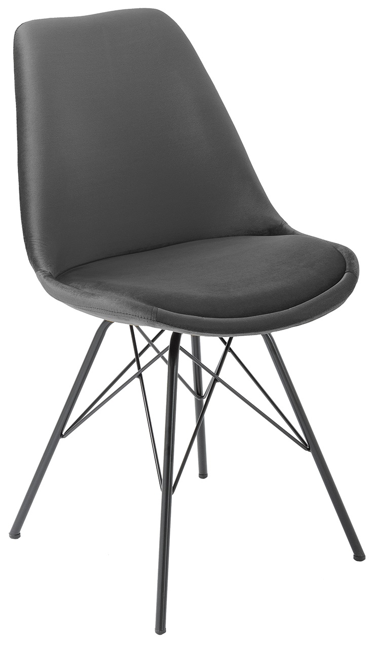 Krzesło tapicerowane do jadalni szare z metalowymi nogami – grafika-1.