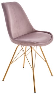 Krzesło tapicerowane do jadalni poliester aksamit brudny róż - nogi metalowe złote 49x86 cm – obraz-1