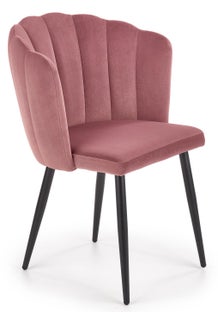 Krzesło tapicerowane do jadalni z czarnymi metalowymi nogami różowe 58x84 cm – obraz-1