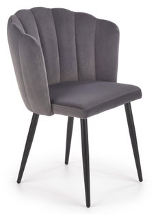 Krzesło tapicerowane do jadalni z czarnymi metalowymi nogami szare 58x84 cm – obraz-1