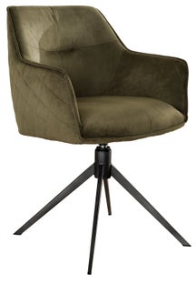 Krzesło tapicerowane khaki obrotowe nogi czarne 61x83 cm – obraz-1